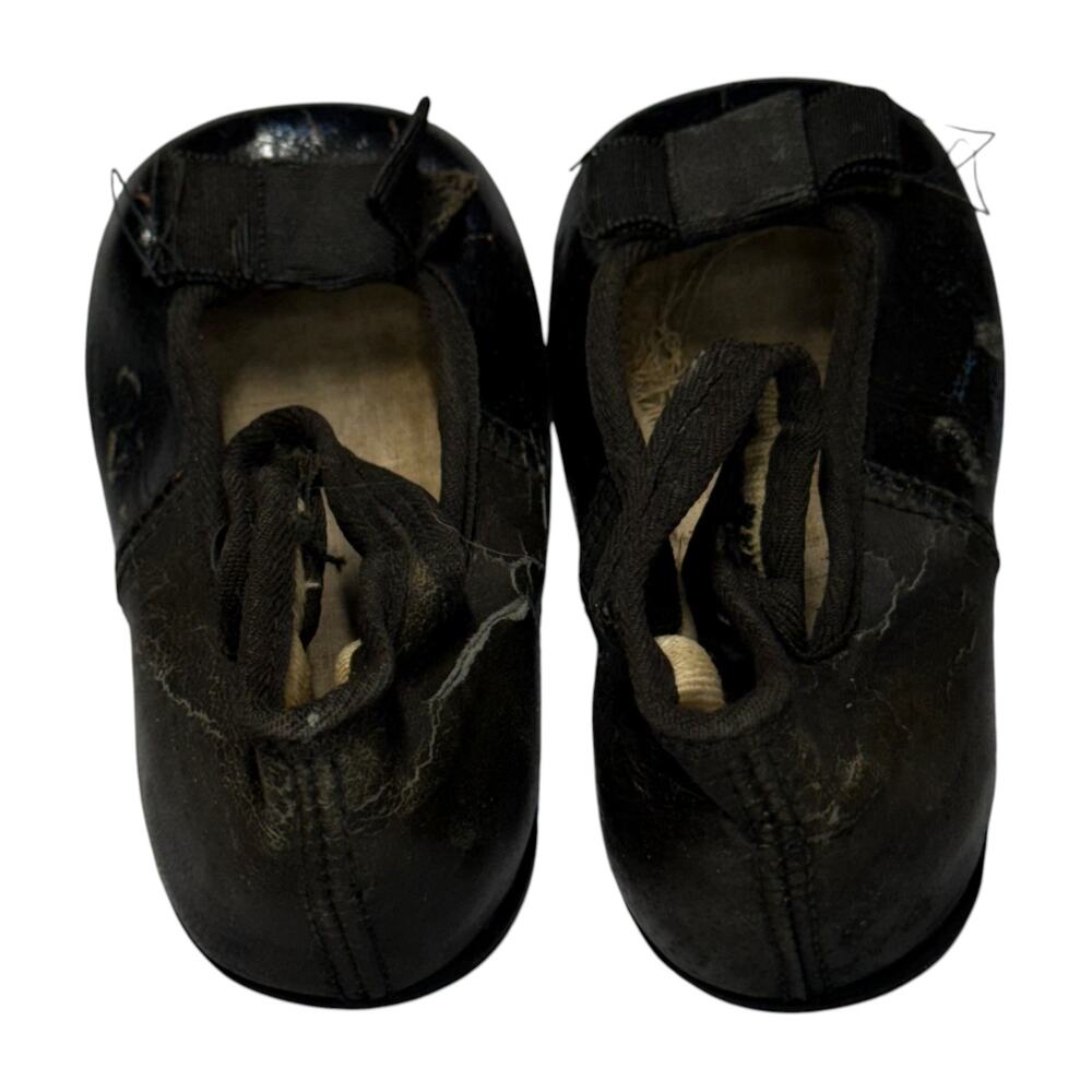Antique Kreider Black Leather Baby Mary Jane Shoes Vintage - Picture 4 of 9